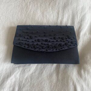 Y2K Black‎ Beaded Satin Clutch Purse Bag